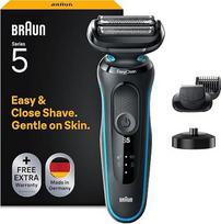 „Braun Series 5“ vyriškas elektrinis skustuvas su „EasyClick“ barzdos kirpimo antgaliu, įkrovimo stotele, „EasyClean“ skustuvu, skirtas skustis sausai, atsparus vandeniui, pagamintas Vokietijoje, 51-M4500cs, mėtų žalios spalvos