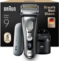 „Braun Series 9 Pro“ vyriškas skustuvas su 4+1 skustuvo galvutėmis, elektrinis skustuvas ir „ProLift“ trimmeris, „PowerCase“ dėklas, 5-in-1 valymo stotelė, 60 minučių veikimo laikas, pagamintas Vokietijoje, dovana vyrams, 9477cc, sidabrinis | Elektrinis s