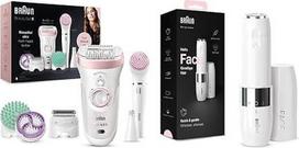„Braun Silk-épil 9“ grožio rinkinys, moterims skirtas epiliatorius plaukams šalinti ir veido plaukų šalinimo prietaisas „Mini“, elektrinis veido plaukų šalinimo prietaisas moterims