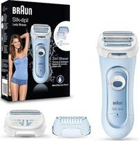 „Braun Silk-epil Lady Shaver 5-160“ – 3-in-1 belaidis elektrinis skustuvas moterims, skirtas naudoti tiek ant sausos, tiek ant drėgnos odos, su trimmeriu ir odos šveitimo sistema, mėlynos spalvos