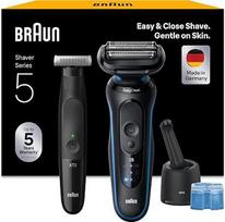 „Braun“ rinkinys su „Series 5“ vyrišku elektriniu skustuvu, atsparus vandeniui, pagamintas Vokietijoje, 52-B7000cc, mėlynas + „Series XT3“ veido ir kūno skustuvas, atsparus vandeniui, XT3200, juodas