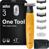 „Braun“ trimmeris „Series XT3“, vyriškas elektrinis skustuvas, modelis XT3205, geltonas | Belaidis barzdos trimmeris ir kūno priežiūros prietaisas, kūno skustuvas su 45 min. baterija, atsparus vandeniui, komplekte su 7 priedais ir jautriais šukų antgaliai