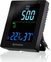 „Bresser Smile“ CO₂ oro kokybės matuoklis, oro kokybė, patalpų oro kokybės matuoklis su anglies dioksido jutikliu bei drėgmės ir temperatūros rodmenimis, vėdinimo rekomendacijos, juodos spalvos