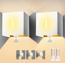 „Brightower“ LED lauko sieninis šviestuvas, lauko lempa su judesio jutikliu, 3000 K sieninis šviestuvas su keičiamais G9 lempų lizdais, IP54, aliuminis, reguliuojamas spinduliavimo kampas, skirtas sodo įėjimui (baltas, 2 vnt. rinkinys)