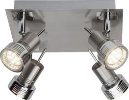 „Brilliant Kassandra Spotlight“ plokštė su 4 lemputėmis GU10 LED, 240 lm, 4 x 3 W, 3000 K, metalinis korpusas, geležis/chromas, G34735 / 77