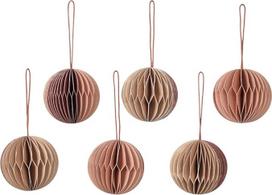 „Broste Copenhagen“ 70080421 Kalėdų eglutės papuošalai, 6 vnt., popieriniai, smėlio spalvos / rožiniai, 5 cm