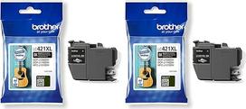 „Brother“ LC-421XLBK rašalo kasetė – juoda, skirta modeliams DCP-J1050DW, DCP-J1140DW, MFC-J1010DW (2 vnt. pakuotė)