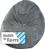 „Bruni Classico Cord L“ pilkos spalvos – XXL dydžio kėdė-pupas su užpildu, skirta naudoti patalpose, pagaminta Vokietijoje