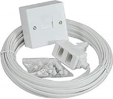„Bulk Hardware“ BH02671 telefono išplėtimo rinkinys (papildoma rozetė, 15 metrų kabelis, adapteris ir spaustukai)