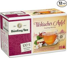 „Bünting Tea“ turkiškų obuolių arbata, 12 vnt. pakuotė – vaisinė arbata su vaisių ir gėlių aromatu – 12 x 20 arbatos maišelių