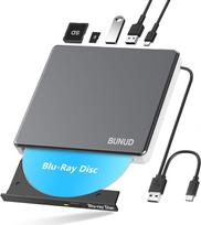 „BUNUD“ išorinis „Blu-ray“, CD, DVD diskų įrenginys su USB 3.0 ir „Type-C“ sąsajomis, CD/DVD ir „Blu-ray“ įrašymo įrenginys su 2 USB jungtimis ir SD/TF lizdais, išorinis optinis 3D BD „Blu-ray“ diskų įrenginys, skirtas kompiuteriams, nešiojamiesiems kompi