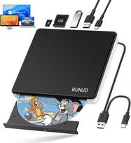 „BUNUD“ išorinis CD/DVD įrenginys su USB 3.0 ir „Type-C“ sąsajomis, CD/DVD įrašymo įrenginys su 2 USB jungtimis ir SD/TF lizdu, skirtas nešiojamiesiems kompiuteriams su „Windows 11/10“ bei „Mac“, „MacBook Pro“ ir „Air“