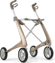 „byACRE“ anglies pluošto ultralengvas vaikštynė, 4,9 kg, „Champagne Gold Comfort“ | Lengviausia pasaulyje anglies pluošto vaikštynė su sėdynėle vyresnio amžiaus žmonėms, sulankstoma, ultralengva ir kompaktiška, skirta naudoti tiek patalpose, tiek lauke