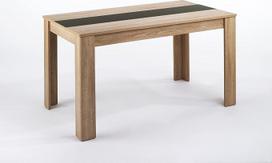 „byLIVING NORI“ valgomojo stalas, virtuvės stalas su ąžuolo imitacija, 160 x 90 cm, aukštis 75 cm | Dvipusis įdėklas (juodos arba baltos spalvos), didelis stalas