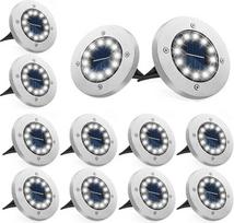 „Bzavor“ 12 vnt. saulės energija maitinamų lauko grindų šviestuvų rinkinys, 12 LED saulės energija maitinamų lauko sodo šviestuvų, atsparūs oro sąlygoms, 3000 K šaltos baltos spalvos LED saulės energija maitinami sodo šviestuvai, saulės energija maitinami