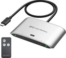 „Cable Matters“ 20Gbps USB4 USB-C komutatorius, skirtas 2 kompiuteriams, 140 W PD įkrovimas | 8K@30Hz, 4K@144Hz, PD, „Windows“, leidžia bendrai naudoti USB-C/Thunderbolt 4 monitorius arba doką