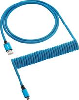 „CableMod Classic“ spiralinis klaviatūros laidas, spiralinis laidas klaviatūrai, „Micro USB“ į „USB Type A“, žaidimų klaviatūros laidas, 1,5 m ilgio, ilgaamžis, mėlynos spalvos