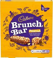 „Cadbury Brunch Bar“ – žemės riešutų, avižų ir sėlenų dribsniai su medumi ir pieniniu šokoladu apipinti žemės riešutais, daugiapakė 5 x 32 g (1 pakuotė)
