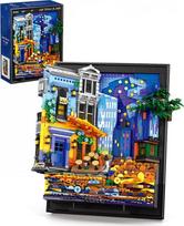 „Café Terrace at Night“ konstruktoriaus rinkinys suaugusiems, 3D paveikslas su rėmeliu, kolekcinis meno rinkinys namų ir biuro dekoravimui, suderinamas su „Lego Art“, 2678 detalės