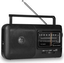 „Caliber Retro Radio FM“ su baterijomis – nešiojamas retro radijas su ausinių lizdu, FM imtuvu, rankena ir teleskopine antena, skirtas naudoti namuose, lauke ir kempinge