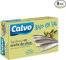 „CALVO“ sardinės alyvuogių aliejuje, mažai druskos, 84 g, 9 vnt. pakuotė