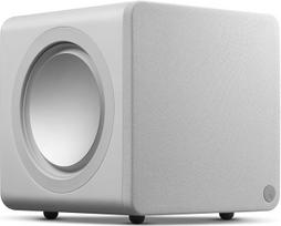 „Cambridge Audio MSX SUB 200“ – aktyvus 200 W galios kompaktiškas „Hi-Fi“ žemų dažnių garsiakalbis su dviem žemų dažnių garsiakalbiais, reguliuojamu dažniu ir faze, skirtas namų kino ir stereo sistemoms – baltas