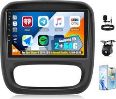 „CAMECHO 2+64G“ „Android 15“ navigacijos automobilių radijas, skirtas „Opel Vivaro B“ (2014–2018 m.) ir „Renault Traffic 3“ (2014–2021 m.) modeliams, 9 colių „Bluetooth“ radijas su belaidžiu „CarPlay“, „Android Auto“, GPS, „Wi-Fi“, FM RDS ir galinio vaizd