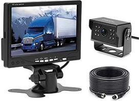 „Camecho“ atbulinės vaizdo kameros kabelių rinkinys su 7 colių TFT LCD monitoriumi, 12 infraraudonųjų spindulių naktinio matymo funkcija, 4 kontaktų 15 m prailginimo kabeliu, IP68 atsparumu vandeniui, skirtas kemperiams, autobusams, sunkvežimiams, priekab