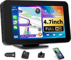 „CAMECHO“ „CarPlay“ ekranas su „Apple CarPlay“ ir „Android Auto“, 4,7 colių nešiojamas automobilių grotuvas su ekranu, „Android Auto“ ekranas su „Bluetooth“