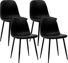 „CangLong“ dirbtinės odos valgomojo kėdė su atlošu, moderni baro, kavinės ar namų kėdė, 4 vnt. rinkinys, juoda, PU, „Shape“, metalas