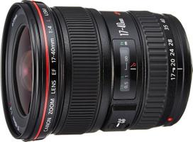 „Canon EF 17–40 mm f/4,0 L USM“ ultraplačiakampis „Canon EF“ zoom objektyvas – juodos spalvos