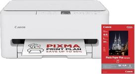 „Canon PIXMA TS6550I“ – daugiafunkcinis spausdintuvas su „WLAN“ ryšiu, popieriaus kasete ir priekiniais valdymo elementais | Lengvas belaidis spausdinimas iš išmaniojo telefono – komplekte yra „SG-201“ A4 formato fotopopieriaus, 5 lapai