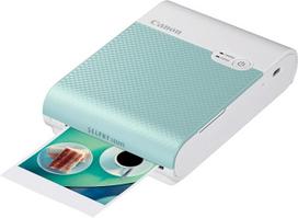 „Canon Selphy Square QX10“ mini nuotraukų spausdintuvas – kvadratinės nuotraukos (įmontuotas akumuliatorius, „Wi-Fi“, 287 dpi × 287 dpi, USB laidas, terminis sublimacinis spausdinimas), mėtų žalios spalvos