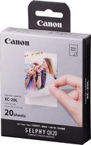 „Canon XC-20L“ originalus rašalo juostelės ir popieriaus rinkinys (20 lapų), kreditinės kortelės dydžio (5,4 x 8,5 cm), skirtas „Canon SELPHY QX20“ nuotraukų spausdintuvams (savaime lipnus, lipdukas, lipdukas, lipnus pagrindas, terminė sublimacija, atspar