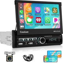 „Carplay“ 1 DIN automobilių radijas, 7 colių HD jutiklinis ekranas, vieno DIN dydžio belaidis „Android“ automobilių grotuvas MP5, palaiko „Bluetooth“/„MirrorLink“/FM/USB 2.0/AUX/įkrovimą/nuotolinį valdymą + atbulinės eigos kamerą