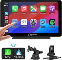 „Carpuride C3“ „CarPlay“ ekranas, belaidis „CarPlay“ ir „Android Auto“ | Nešiojamas 7 colių HD jutiklinis ekranas, „AirPlay Link“ atvaizdavimas, „Bluetooth“, navigacija, „Siri“, FM/AUX.