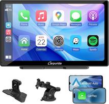 „Carpuride C98“ nešiojamas „CarPlay“ ekranas, 9 colių, „Android“ automobilinė GPS, „Bluetooth“ | Palaiko belaidį ir laidinį „CarPlay“, „AirPlay“, „MirrorLink“, „Siri“, AUX, FM ir lengvai montuojamas automobilyje