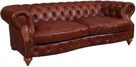 „Castlefield“ 3-vietė „Chesterfield“ stiliaus „Montaigne“ rudos spalvos natūralios odos sofa