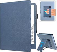 „Caweet“ dėklas, skirtas „Pocketbook InkPad One“ 10,3 colių (2026 m. modelis), aukščiausios kokybės PU odinis dėklas su atlenkiamu stovu, kortelių skyreliu ir rankos dirželiu – mėlynas