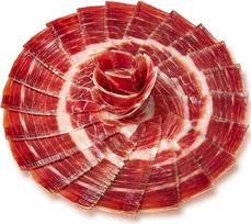 „CERROALTO“ „Pata Negra“ 100 % iberiškas kumpis, pagamintas iš gilėmis šertų kiaulių (supjaustytas peiliu į griežinėlius) 100 g (65 vokai)