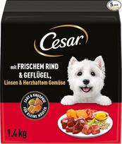 „Cesar“ 5 x 1,4 kg sausas šunų maistas suaugusiems šunims su šviežia jautiena, paukštiena ir daržovėmis