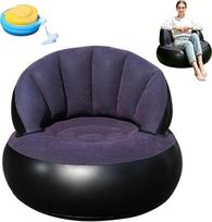 „CEWROM“ pripučiama sofa, pripučiama kėdė, fotelis, sofa ir sofos-gultas su flokuotu paviršiumi, skirti svetainei, vandeniui atspari pripučiama sofa, pripučiama sofos-gultas, pripučiama lauko kempingo sofa (tamsiai mėlyna)