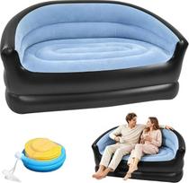 „CEWROM“ dvivietė pripučiama sofa, pripučiama sofa su flokuotu paviršiumi ir porankiais, pripučiama sofos-krėslas, nešiojama pripučiama sofa, lauko sofa, skirta pop-up renginiams, svetainei, kempingui ir žaidimams (mėlyna)