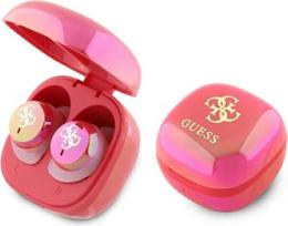 „CG Mobile Guess“ „Bluetooth“ ausinės TWS + įkrovimo stotelė, žėrinti, su 4G logotipu, fuksijos spalvos