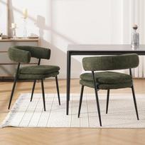 „chairus“ 2 vnt. šenilinių valgomojo kėdžių rinkinys, modernios minkštos kėdės virtuvėms, paminkštintos virtuvės kėdės, skirtos valgomajam ir svetainei (žalios)