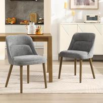 „chairus“ retro valgomojo kėdės, 2 vnt. virtuvės kėdžių rinkinys su šeniliniu apmušalu, valgomojo kėdės su medinėmis kojomis, virtuvės kėdės, skirtos valgomajam ir svetainei (pilkos spalvos)