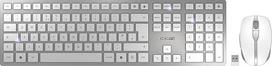 „CHERRY DW 9100“ plonas belaidis klaviatūros ir pelės rinkinys, Jungtinės Karalystės klavišų išdėstymas (QWERTY), „Bluetooth“ ir 2,4 GHz radijo ryšys, tylūs klavišai, plokščias dizainas, įkraunamas, balta-sidabrinė spalva