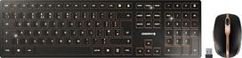 „CHERRY DW 9100“ plonas belaidis klaviatūros ir pelės rinkinys, Jungtinės Karalystės išdėstymas (QWERTY), „Bluetooth“ ir 2,4 GHz radijo ryšys, tylūs klavišai, įkraunami, juodos bronzos spalvos