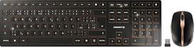 „CHERRY DW 9100“ plonas belaidis klaviatūros ir pelės rinkinys su čekų/slovakų klavišų išdėstymu (QWERTZ/QWERTY), „Bluetooth“ ir 2,4 GHz belaidžio ryšio, įkraunamas, juodos ir bronzos spalvos