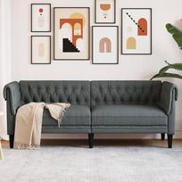 „Chesterfield 372557“ trisėdė sofa iš tamsiai pilkos spalvos audinio, poilsio sofa, sofos ir kušetės, poilsio sofa, sofa svetainei